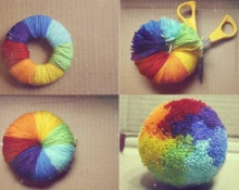 pompon din fire multicolore