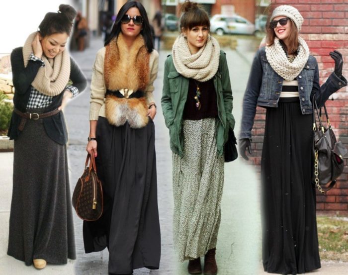 looks with a woolen skirt