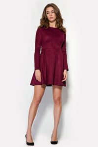 rochie din piele intoarsa de vin