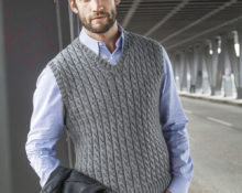 gilet sans manches pour hommes en fil tricoté