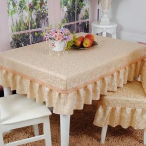 tablecloth on a rectangular table