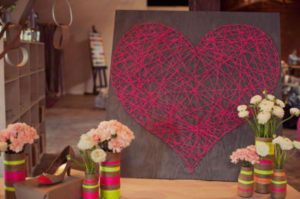 DIY painting made from threads and nails