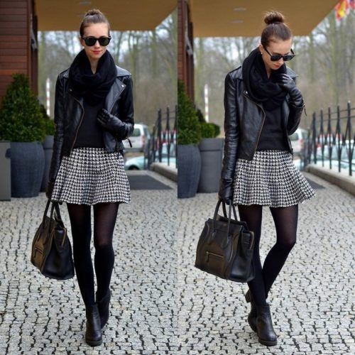 houndstooth skirt-shorts