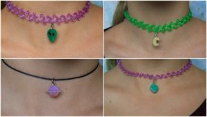 Choker diperbuat daripada gelang getah berwarna