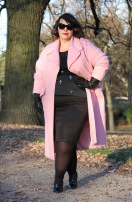 Long pink coat for obese women