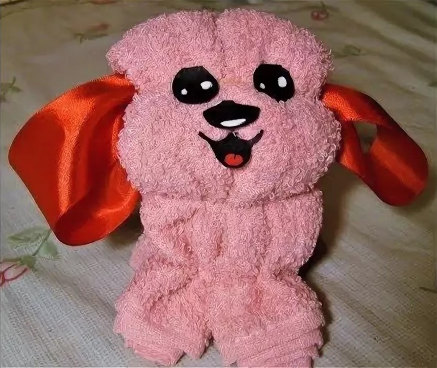 Handtuch machen Teddybär rosa Hund