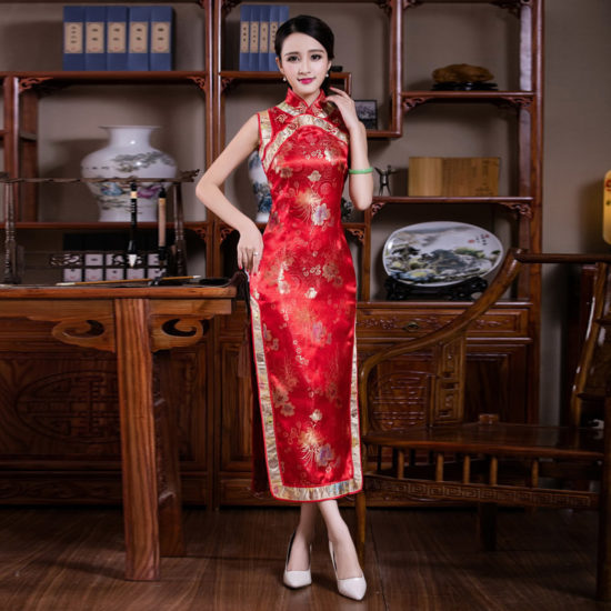 Chinese style silk dress