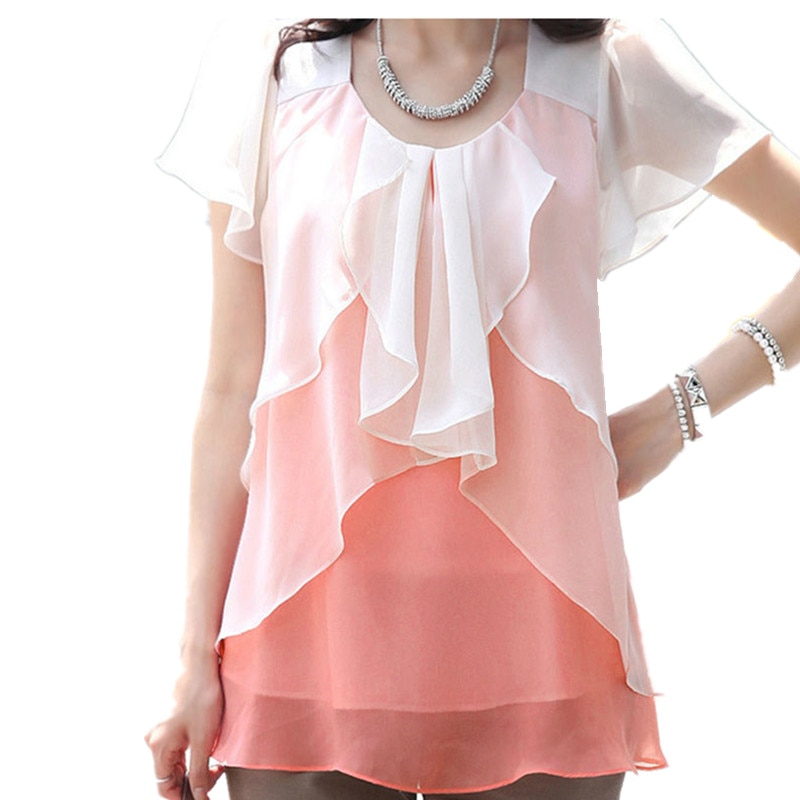 Blusa gasa coral blanca elegante