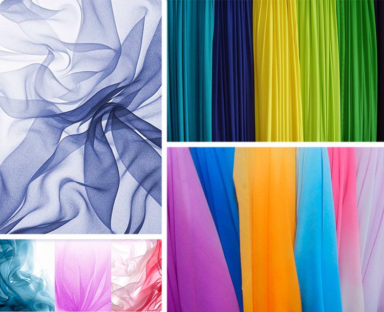 Chiffon fabric in different colors