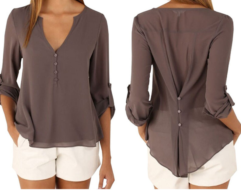 Chiffonbluse med shorts