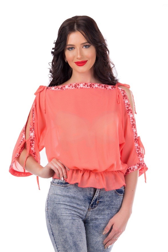 Long Sleeve Chiffon Blouses with Slits