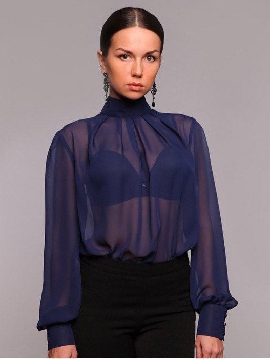 Chiffon blouses with long sleeves