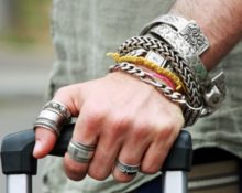 bracelets on a man's hand