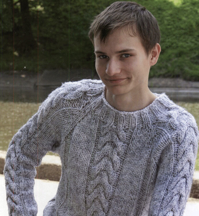 Herrenpullover mit Zöpfen