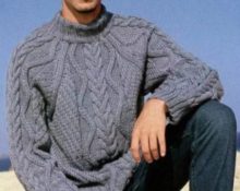 Men's gray raglan sweater with braids