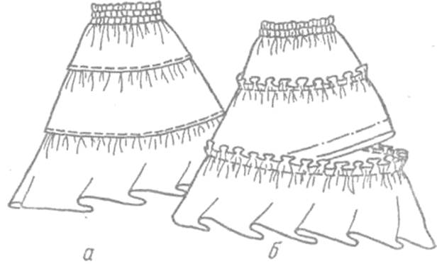 Skirt with frills long pattern