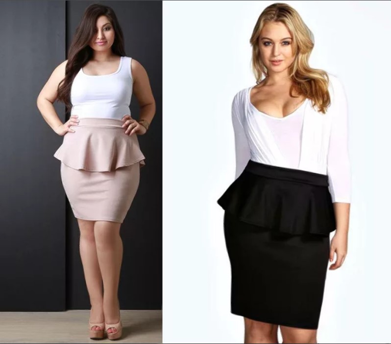 Skirt peplum pinggang tinggi