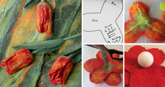 felted wool flowers