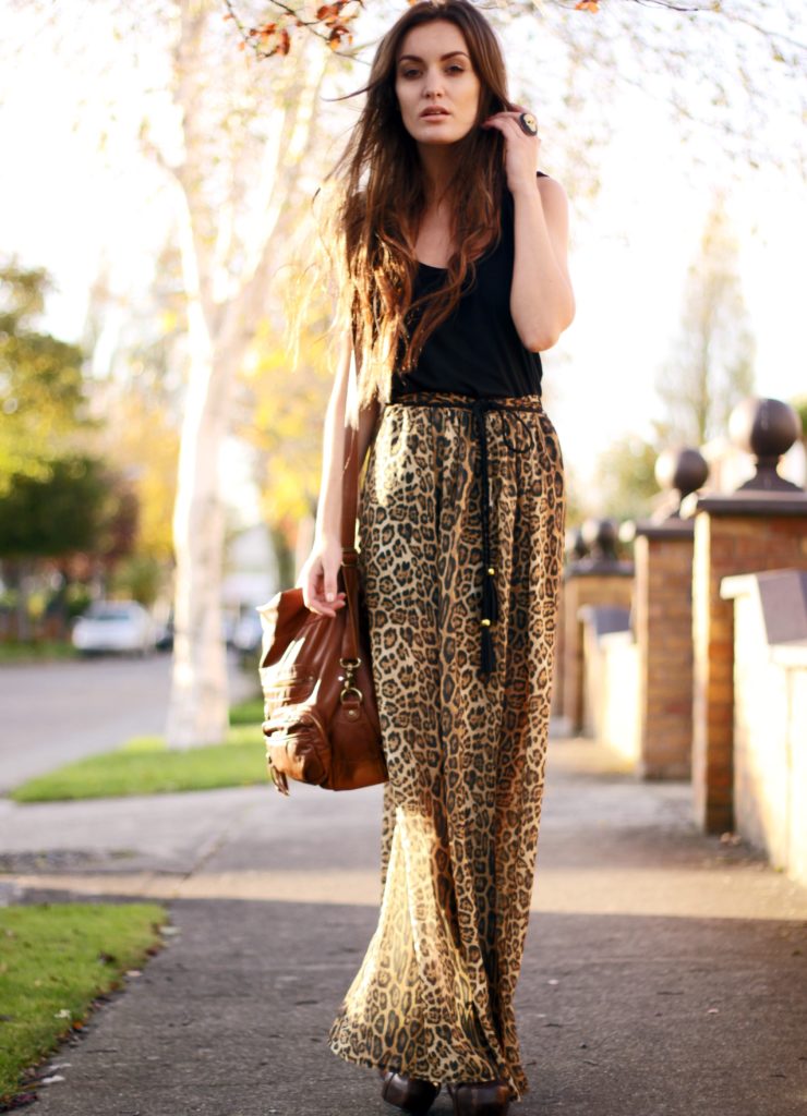 long leopard skirt