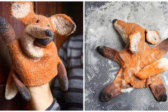 fox gamit ang wet felting technique