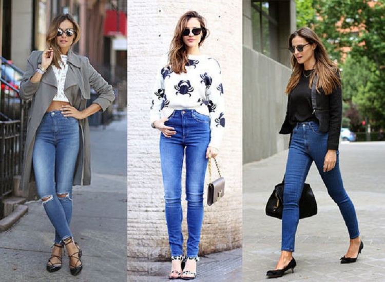 o que vestir com jeans alto