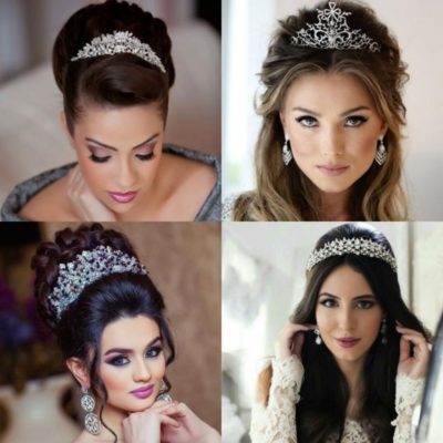 acconciatura da sposa con tiara