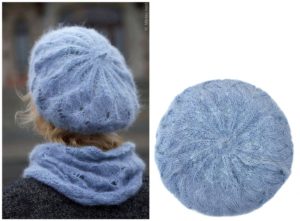 Nimmt aus Mohair mit Stricknadeln