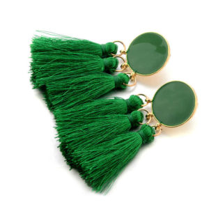 The earrings consist of several tassels at once