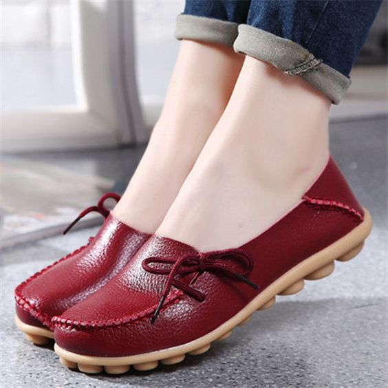 Beautiful and fashionable women's leather moccasins