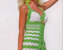 Crochet summer dress white and green