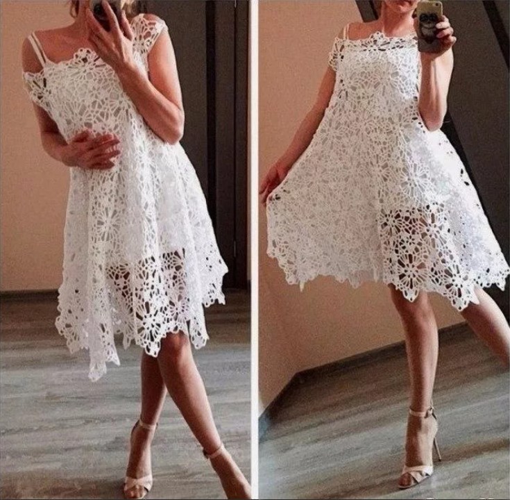 Robe d'été au crochet blanc 2