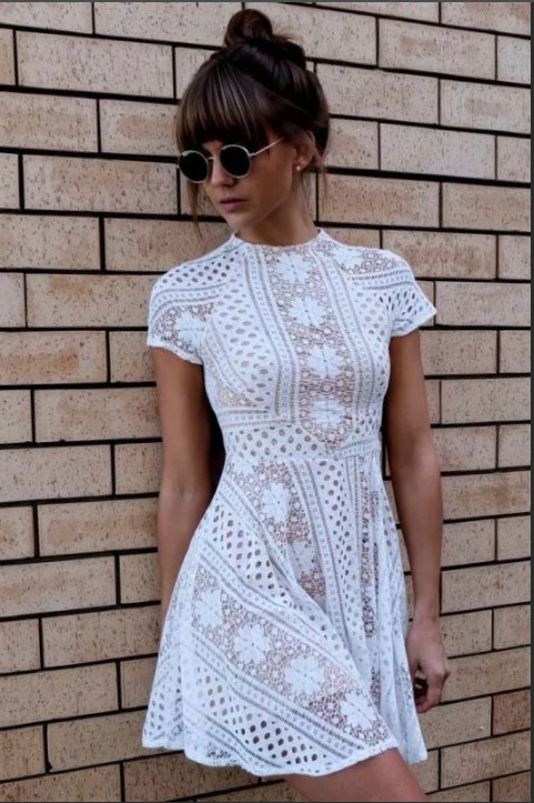 Vestido de crochet de verano blanco