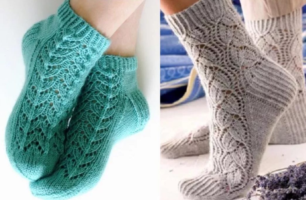 Socken auf Rundstricknadeln, einfarbig