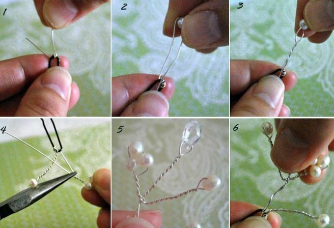 DIY hairpin made of beads and wire 3