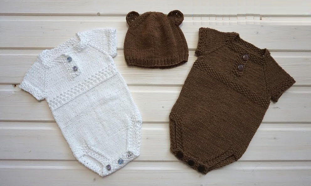 bodysuit for newborns with knitting needles model 2