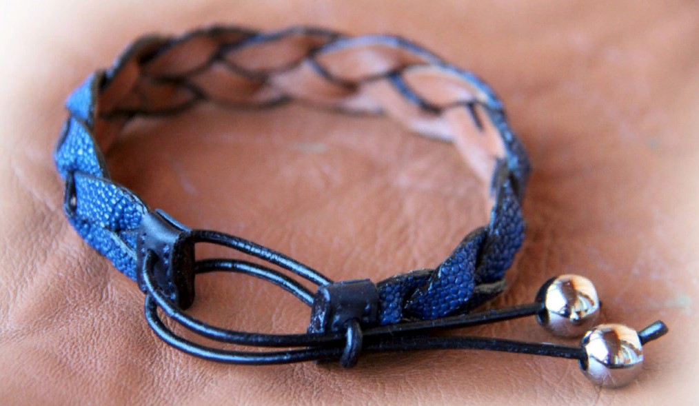 blue leather bracelet