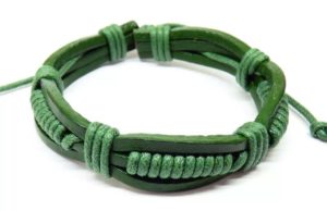 pulsera de cuero verde