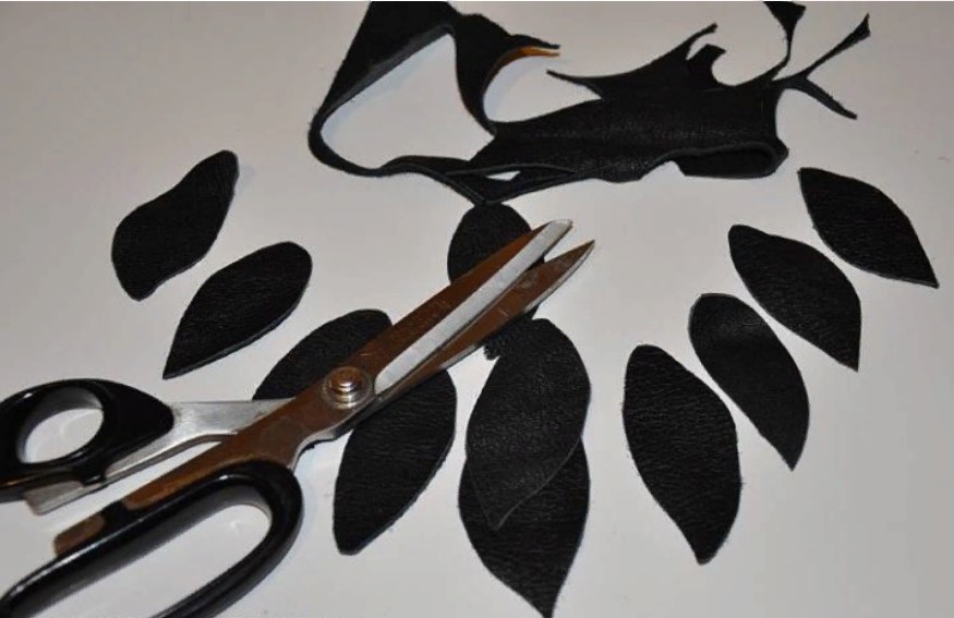 leather beads cut out leaves