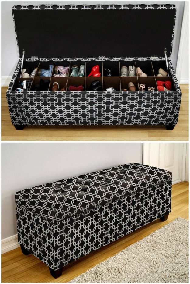 Ottoman with shoe compartments