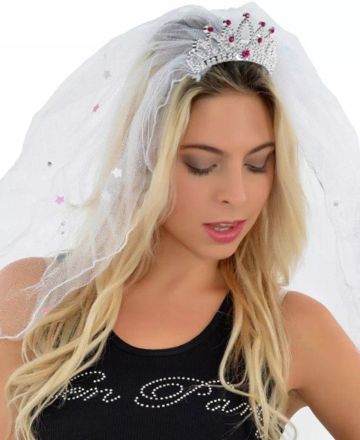 veil for a bachelorette party on a tiara