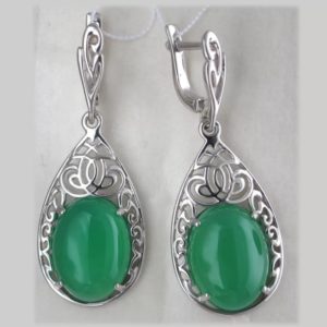 bông tai đá với chrysoprase màu xanh lá cây