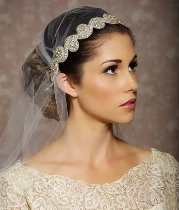 attaching the veil to the headband