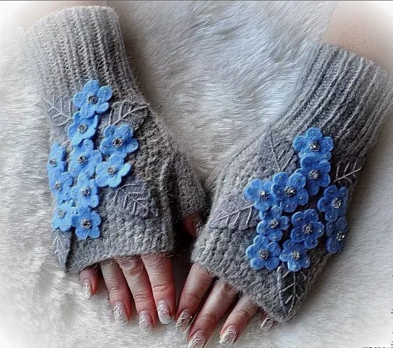 Handschuhe-Dekor mit Blumen