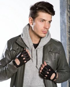 gants en cuir sans doigts pour hommes