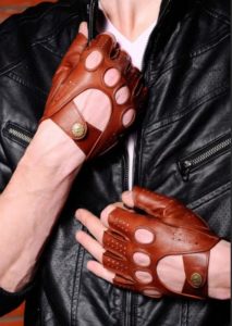 gants sans doigts pour hommes mitaines en cuir rouge