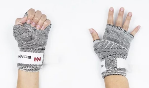 MMA gloves wrap bandages on hands