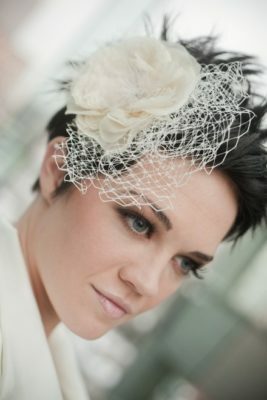 wedding hairstyle for short hair with veil