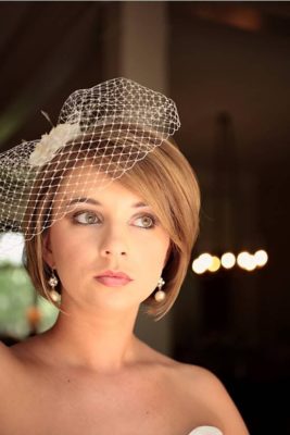 wedding hairstyle for short hair with veil