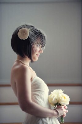 wedding hairstyle for short hair with veil