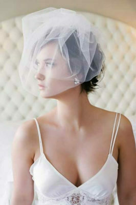 wedding hairstyle for short hair with veil